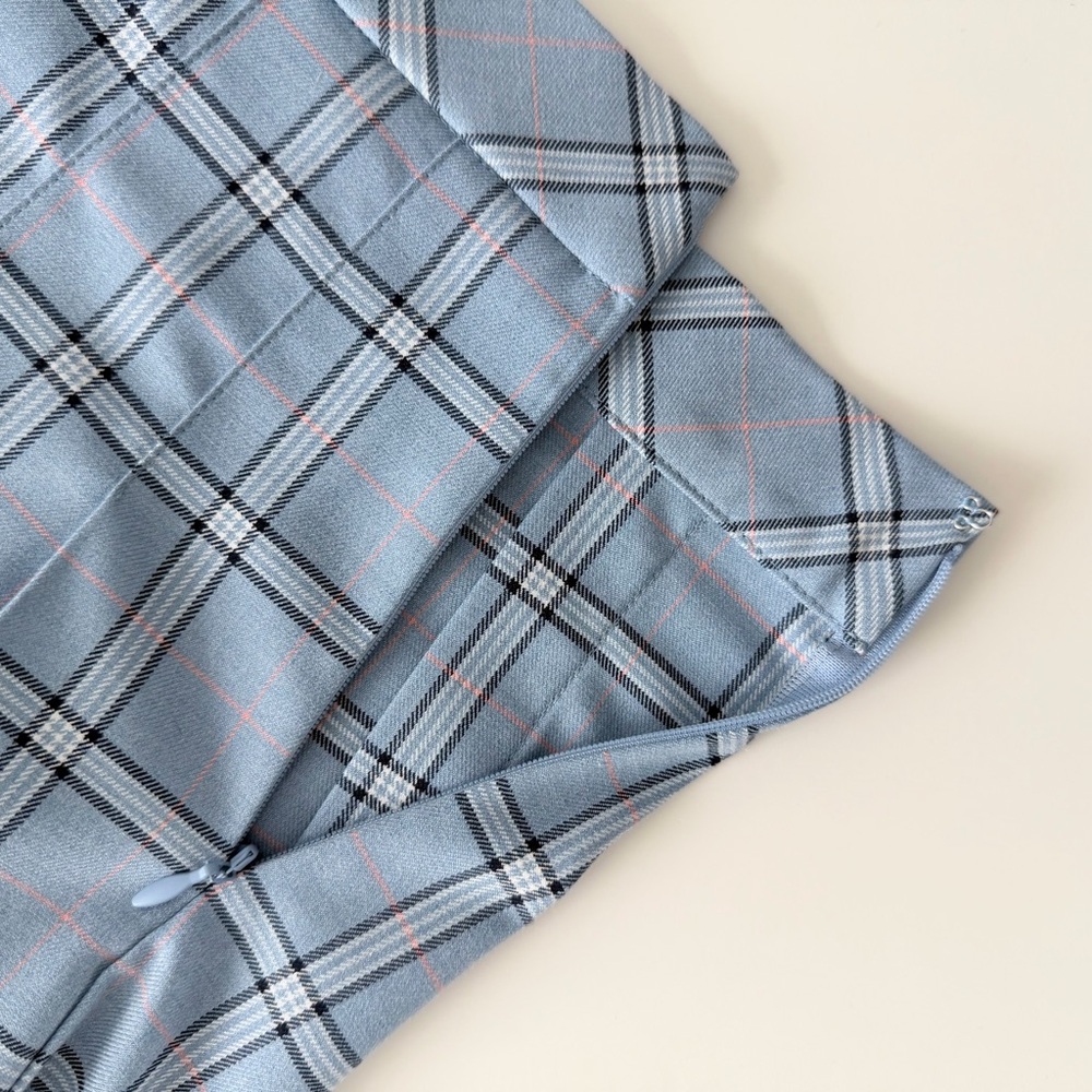 UNIQLO Blue Plaid Pleated Mini Skirt Size S Preppy Y2K Tennis - Picture 4 of 11